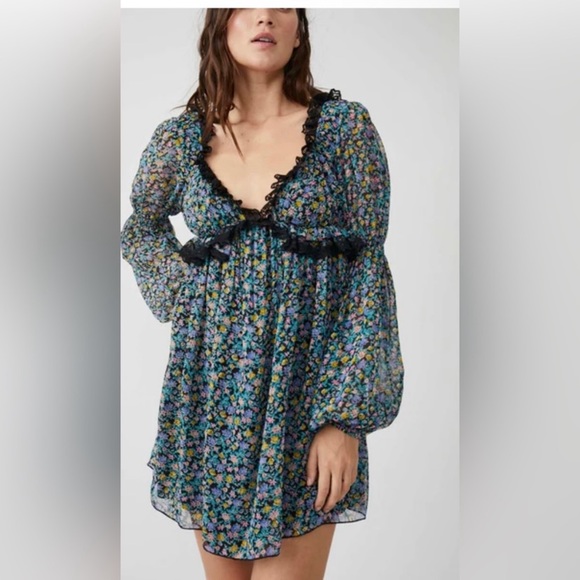 New Free People Pennie Mini Dress size L - Picture 4 of 17